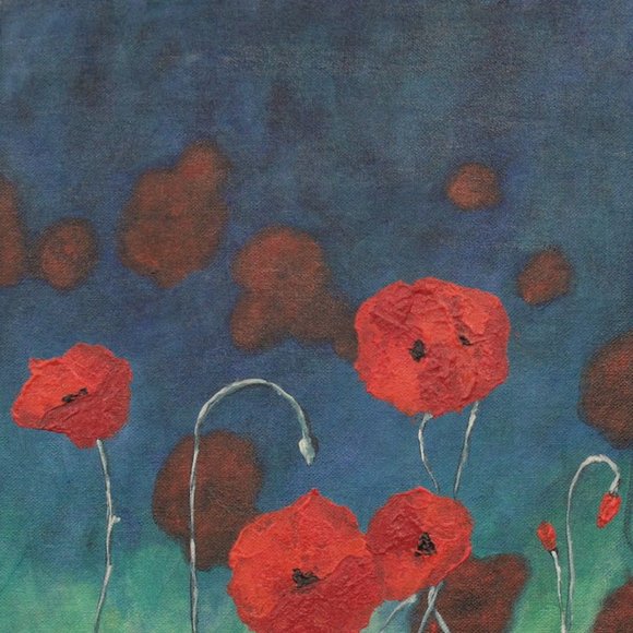 Red Poppies (Flowers) 16x12 acrylic painting - Picture 4 of 11
